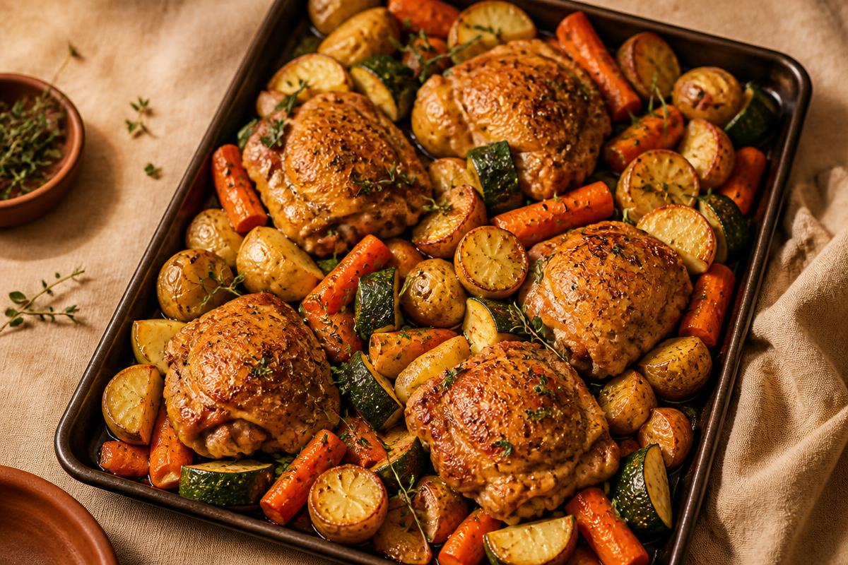 Sheet-pan chicken + veg
